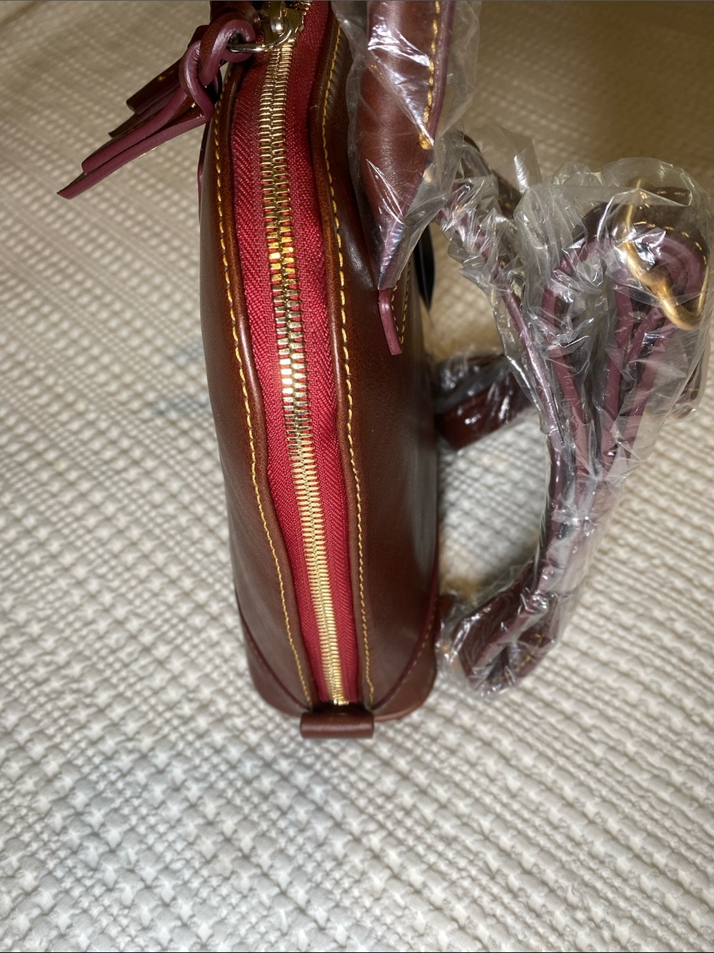 NWT Dooney & Bourke Chestnut Brown Leather small Zip Pod Backpack 🐻 - Picture 4 of 14